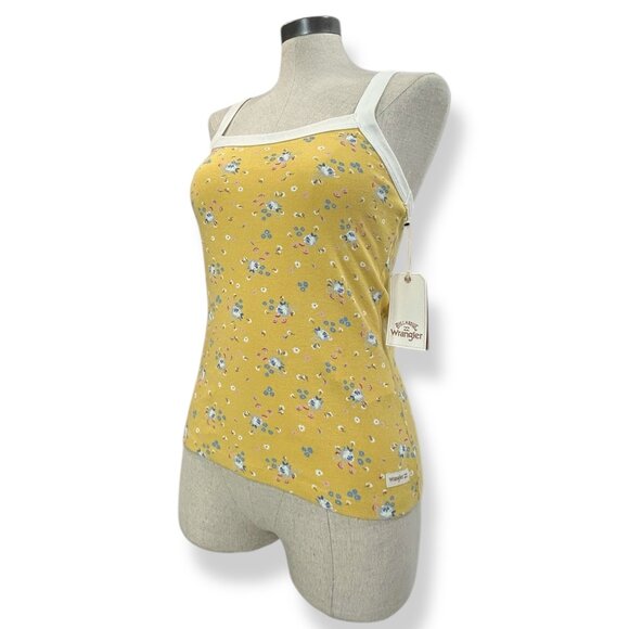 BILLABONG WRANGLER The Ringer Tank Top Sz L Yellow Floral Printed Organic Cotton - Picture 3 of 9